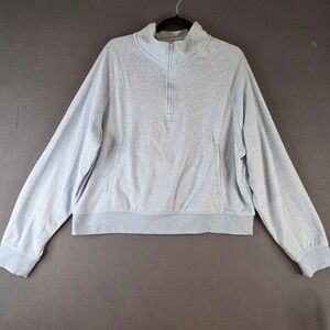 Traj3ctory Womens Light Blue Heather Quarter Zip Pullover XXL Cozy Activewear